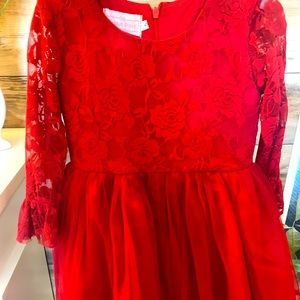 Red Girls lace dress Size 5